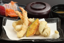 前浜 天ぷら刺身定食
